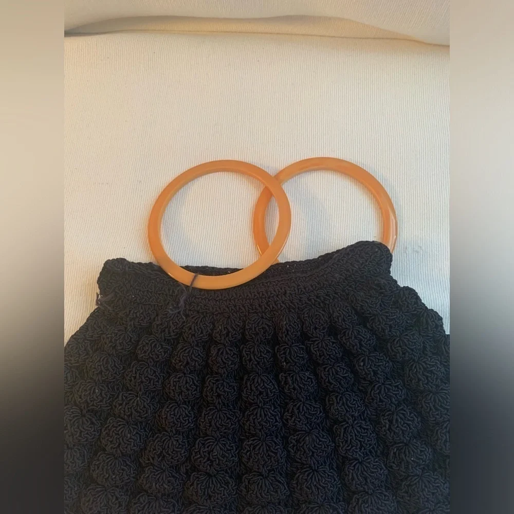 Vintage 1940’s Black Crochet Clutch Purse